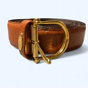 Lancel Brown Leather Belt with Gold Hardware